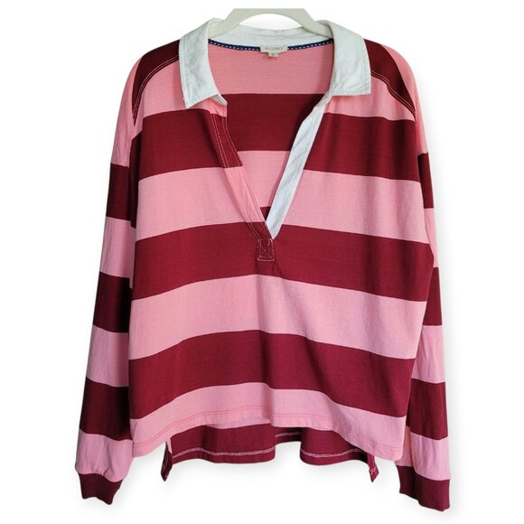 Anthropologie Pilcro Pink Red **Rugby Shirt** Size S - Picture 3 of 10